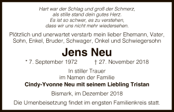 Todesanzeige von Jens Neu von Uelzen