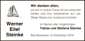 Todesanzeige von Werner Eitel Steinke von Uelzen
