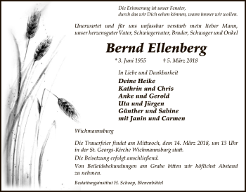 Todesanzeige von Bernd Ellenberg von Uelzen
