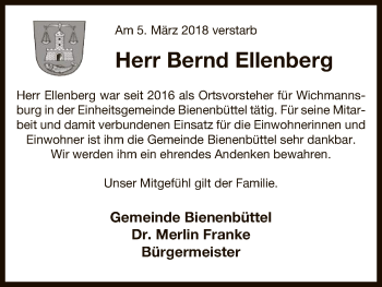 Todesanzeige von Bernd Ellenberg von Uelzen