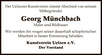 Todesanzeige von Georg Münchbach von Uelzen