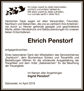 Todesanzeige von Ehrich Penstorf von Uelzen