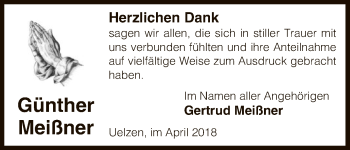 Todesanzeige von Günther Meißner von Uelzen