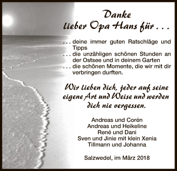 Todesanzeige von Hans  von Uelzen