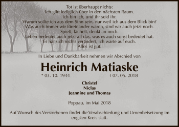 Todesanzeige von Heinrich Matiaske von Uelzen