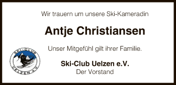 Todesanzeige von Antje Christiansen von Uelzen