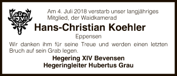 Todesanzeige von Hans-Christian Koehler von Uelzen