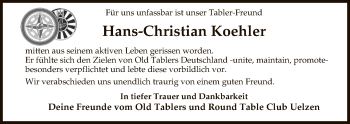 Todesanzeige von Hans-Christian Koehler von Uelzen