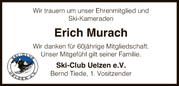 Todesanzeige von Erich Murach von Uelzen