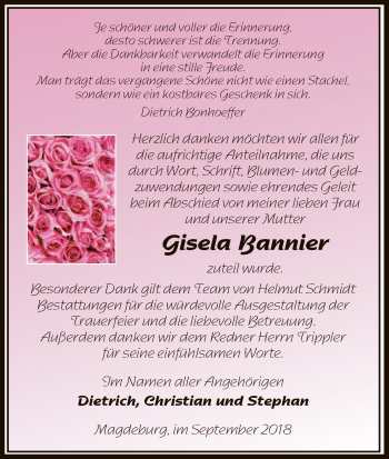 Todesanzeige von Gisela Bannier von Uelzen