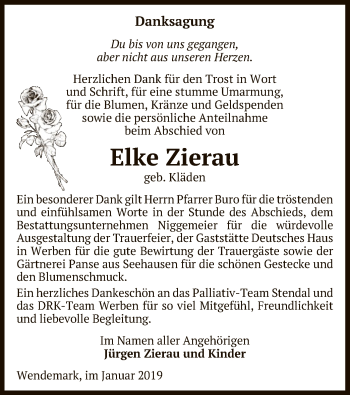 Todesanzeige von Elke Zierau von Uelzen