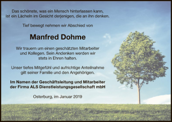 Todesanzeige von Manfred Dohme von Uelzen