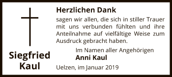 Todesanzeige von Siegfried Kaul von Uelzen