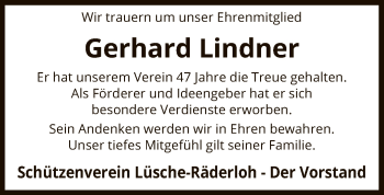 Todesanzeige von Gerhard Lindner von Uelzen