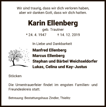 Todesanzeige von Karin Ellenberg von Uelzen