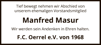 Todesanzeige von Manfred Masur von Uelzen