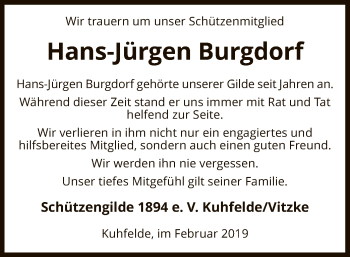 Todesanzeige von Hans-Jürgen Burgdorf von Uelzen