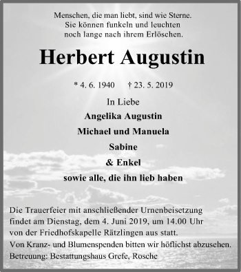 Todesanzeige von Herbert Augustin von Uelzen