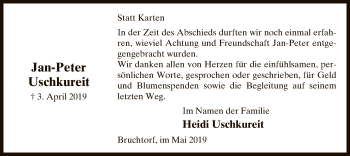 Todesanzeige von Jan-Peter Uschkureit von Uelzen