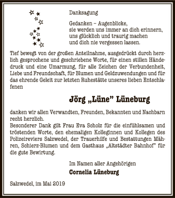 Todesanzeige von Jörg Lüneburg von Uelzen