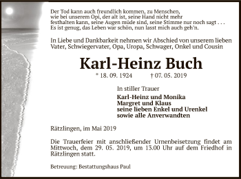 Todesanzeige von Karl-Heinz Buch von Uelzen