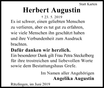 Todesanzeige von Herbert Augustin von Uelzen