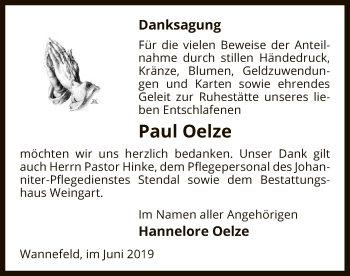 Todesanzeige von Paul Oelze von Uelzen