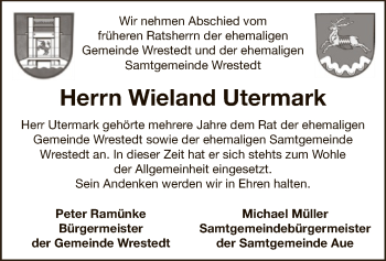Todesanzeige von Wieland Utermark von Uelzen