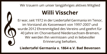 Todesanzeige von Willi Visscher von Uelzen