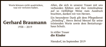 Todesanzeige von Gerhard Braumann von Uelzen
