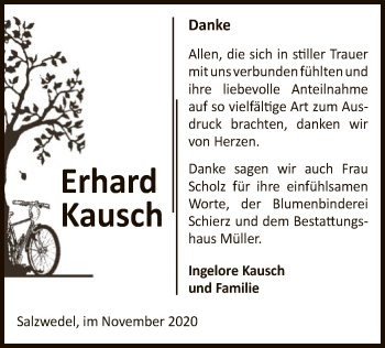 Todesanzeige von Erhard Kausch von UEL