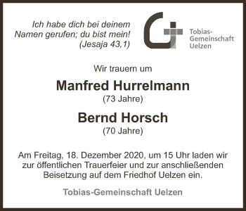 Todesanzeige von Manfred und Bernd  von UEL