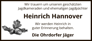 Todesanzeige von Heinrich Hannover von Uelzen