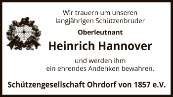 Todesanzeige von Heinrich Hannover von Uelzen
