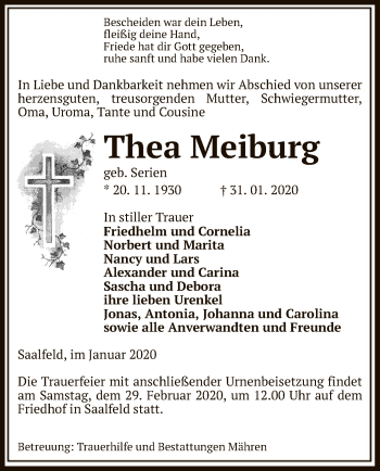 Todesanzeige von Thea Meiburg von Uelzen