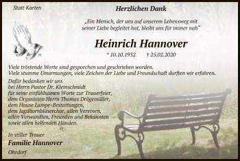 Todesanzeige von Heinrich Hannover von Uelzen