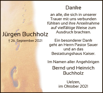 Todesanzeige von Jürgen Buchholz von UEL