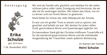 Todesanzeige von Erika Schulze von UEL