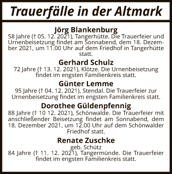 Todesanzeige von Trauerfälle  von UEL