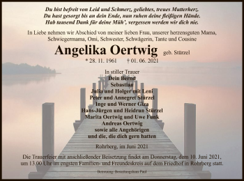 Todesanzeige von Angelika Oertwig von UEL