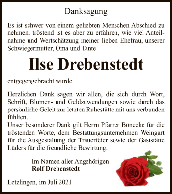 Todesanzeige von Ilse Drebenstedt von UEL