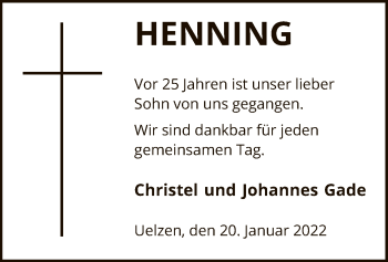 Todesanzeige von Henning  von UEL