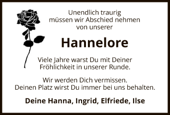 Todesanzeige von Hannelore  von UEL