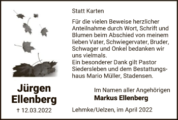 Todesanzeige von Jürgen Ellenberg von UEL