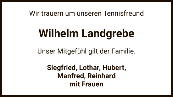 Todesanzeige von Wilhelm Landgrebe von UEL