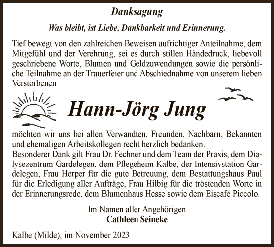 Todesanzeige von Hann-Jörg Jung von UEL