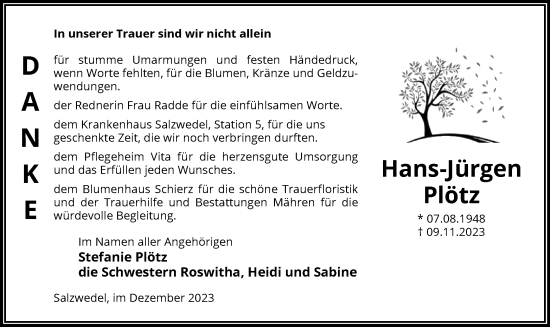 Todesanzeige von Hans-Jürgen Plötz von UEL