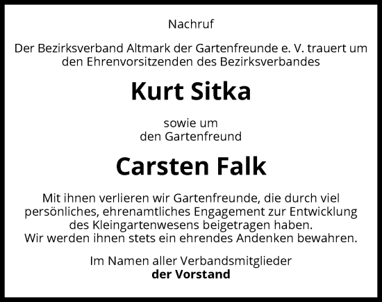 Todesanzeige von Kurt und Carsten  von UEL