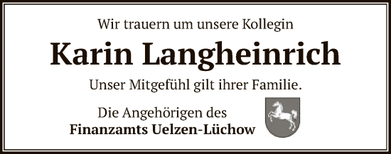 Todesanzeige von Karin Langheinrich von UEL
