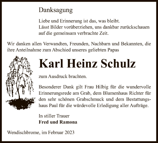Todesanzeige von Karl Heinz Schulz von UEL